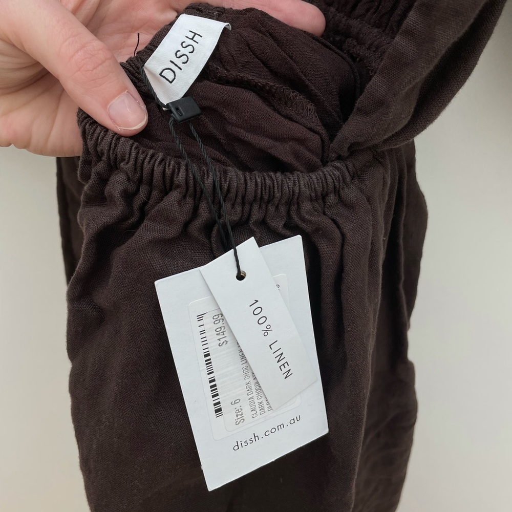 DISSH CLAUDIA DARK CHOC LINEN MIDI DRESS - Picture 7 of 9